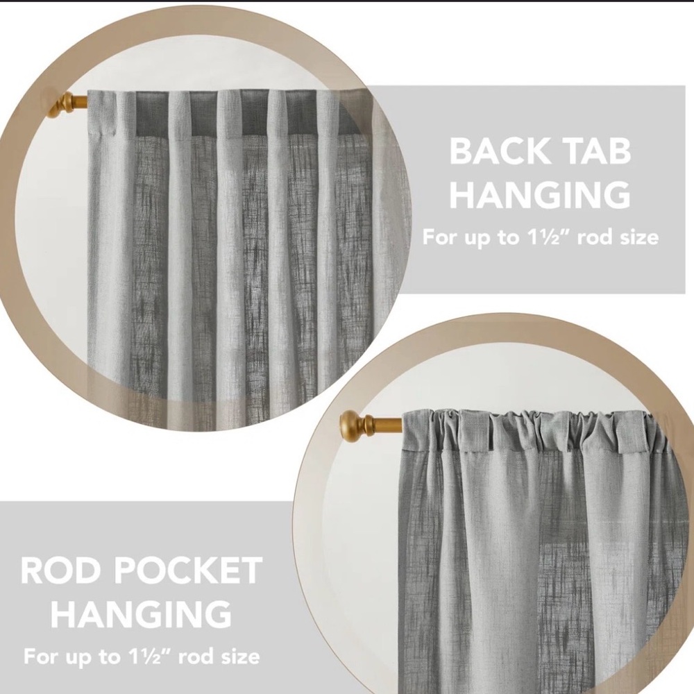 Mercer41 Sophisticated gray Curtains faux linen 4 Panels total 120 inch long - Picture 7 of 10